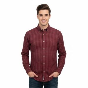Nautica Men's Red Plaid Button Down Shirt